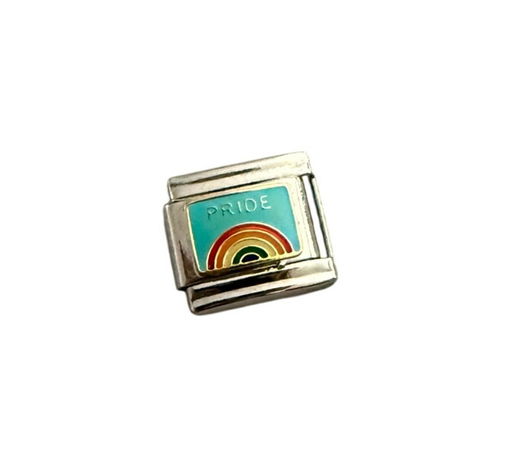 Pride Rainbow Italian Charm Bracelet Link 9mm Stainless Steel Y2K NEW